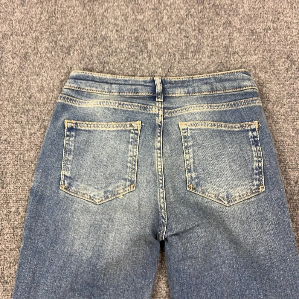Anthropolgie Pilcro Jeans 26 Blue Light Wash Mid Rise Bootcut Stretch Distressed